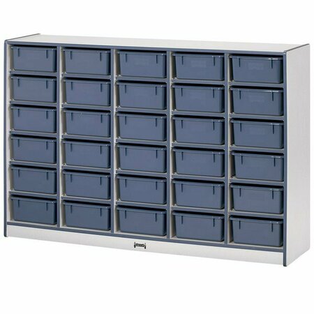 RAINBOW ACCENTS Multicolored cabinet, navy tubs, mobile with 30 cubbies, 60x15x42, laminate storage, navy TRUEdge 5314031112
